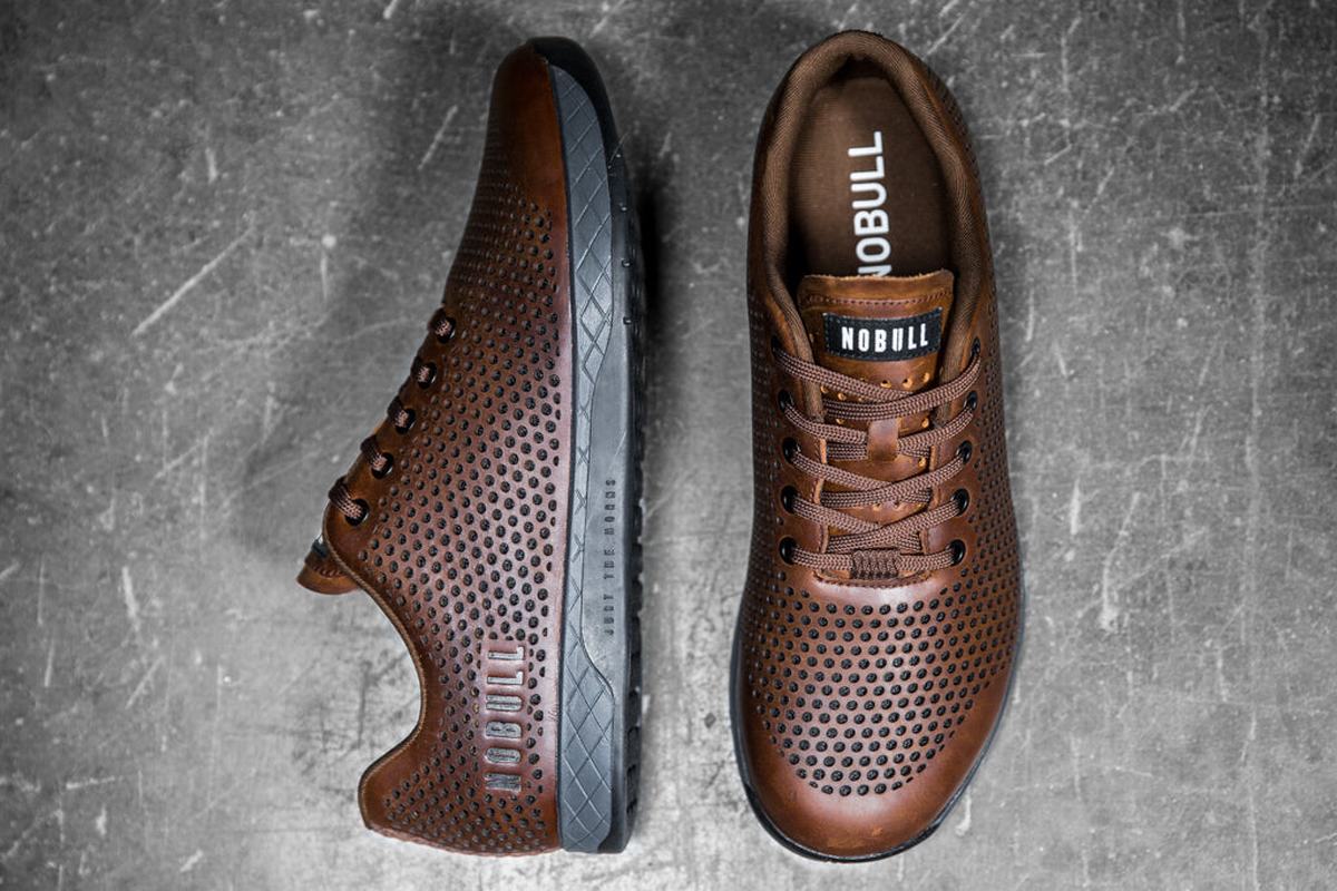 Nobull Leather Men's Trainers Coffee | Australia (JQ0834)